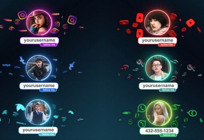 تایتل آماده پریمیر پرو زیر نویس شبکه های اجتماعی Social Media Lower Thirds