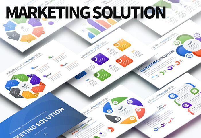 قالب پاورپوینت اینفوگرافیک حرفه ای Marketing Solution PowerPoint Infographics Slide