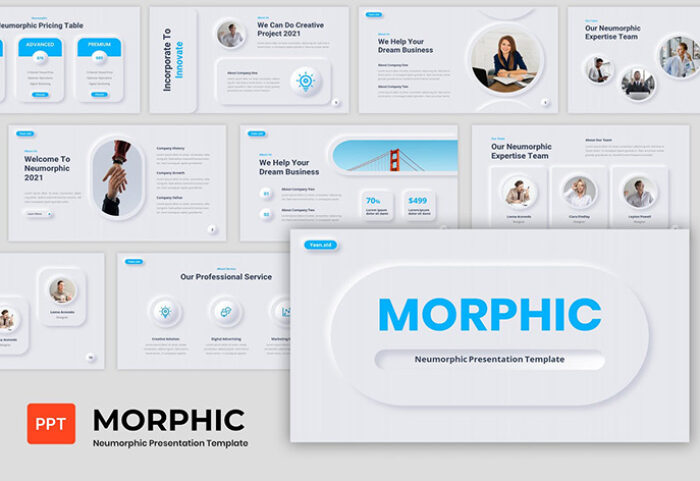 قالب پاورپوینت حرفه ای تم تجاری Neumorphic Presentation PowerPoint Template