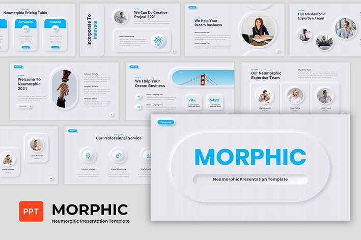 قالب پاورپوینت حرفه ای تم تجاری Neumorphic Presentation PowerPoint Template قالب پاورپوینت حرفه ای تم تجاری Neumorphic Presentation PowerPoint Template