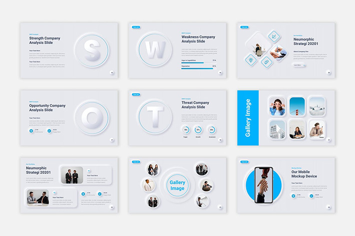 قالب پاورپوینت حرفه ای تم تجاری Neumorphic Presentation PowerPoint Template