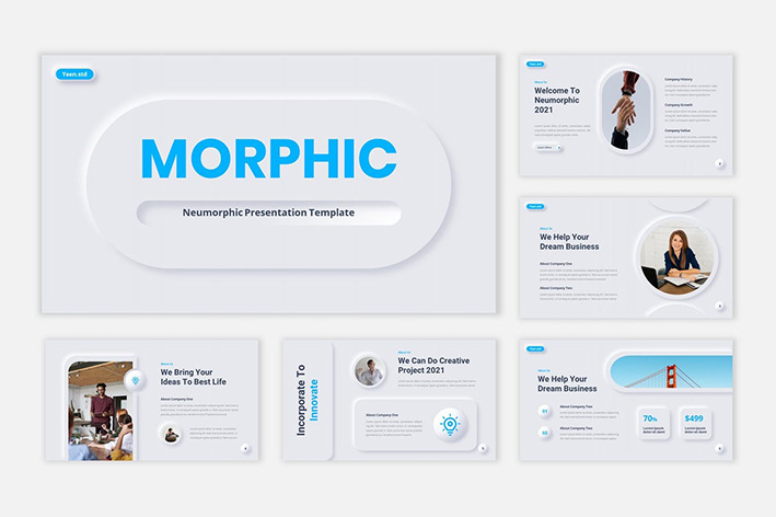 قالب پاورپوینت حرفه ای تم تجاری Neumorphic Presentation PowerPoint Template