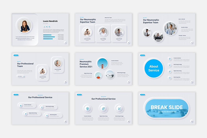 قالب پاورپوینت حرفه ای تم تجاری Neumorphic Presentation PowerPoint Template قالب پاورپوینت حرفه ای تم تجاری Neumorphic Presentation PowerPoint Template