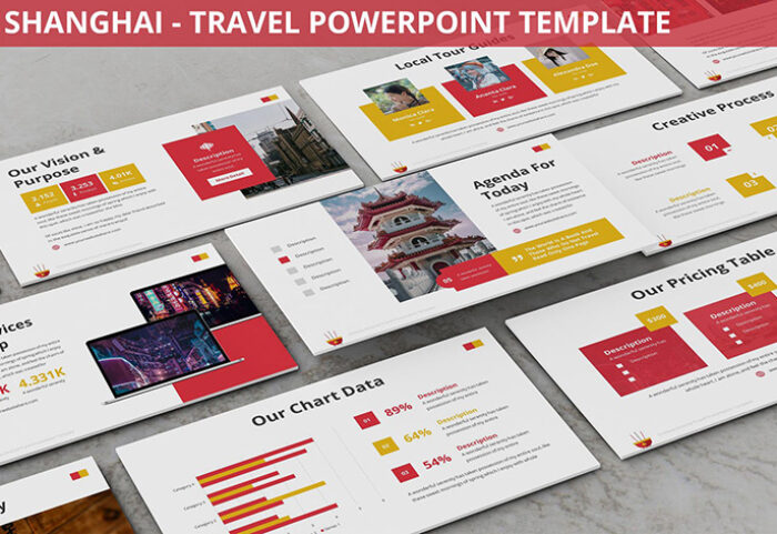 قالب پاورپوینت حرفه ای تم تور جهانگردی Shanghai Travel Powerpoint Template