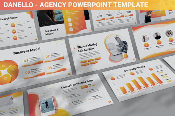 قالب پاورپوینت حرفه ای تم شرکتی Danello Agency Powerpoint Template