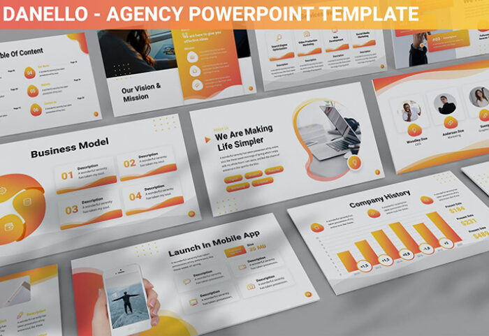قالب پاورپوینت حرفه ای تم شرکتی Danello Agency Powerpoint Template