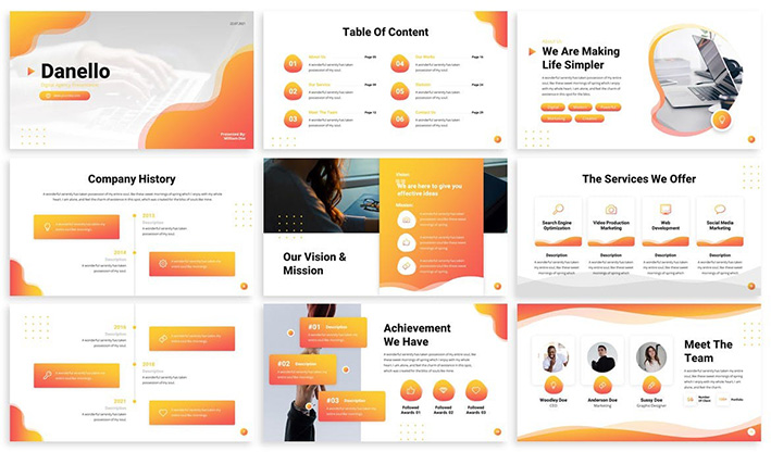 قالب پاورپوینت حرفه ای تم شرکتی Danello Agency Powerpoint Template