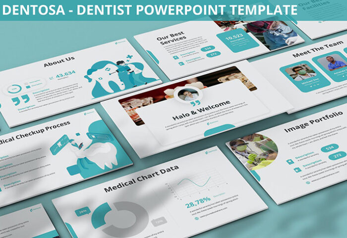 قالب پاورپوینت حرفه ای تم شرکتی Dentosa Dentist Powerpoint Template