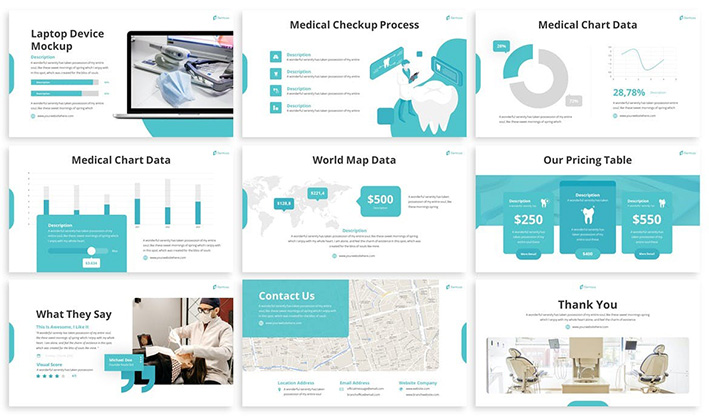 قالب پاورپوینت حرفه ای تم شرکتی Dentosa Dentist Powerpoint Template