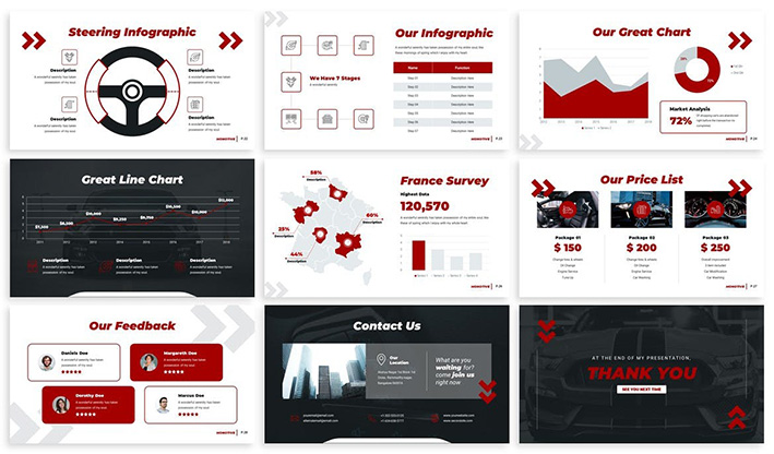 قالب پاورپوینت حرفه ای تم صنعت خودرو Monotive Automotive Powerpoint Template