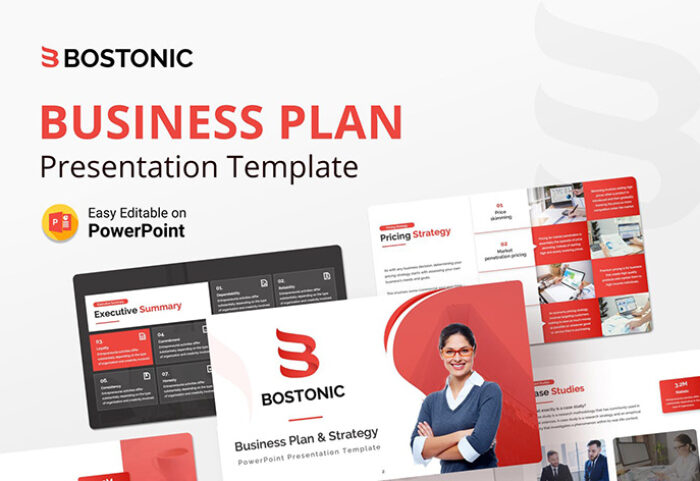 قالب پاورپوینت حرفه ای تم پلان تجاری Bostonic Business Plan PPT Presentation Template