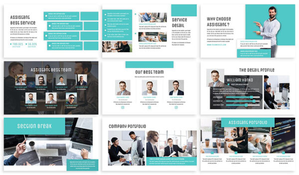 قالب پاورپوینت و گوگل اسلایدر تم تجارت Assistant Business Template Prensentation