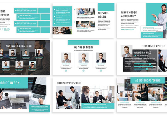 قالب پاورپوینت و گوگل اسلایدر تم تجارت Assistant Business Template Prensentation