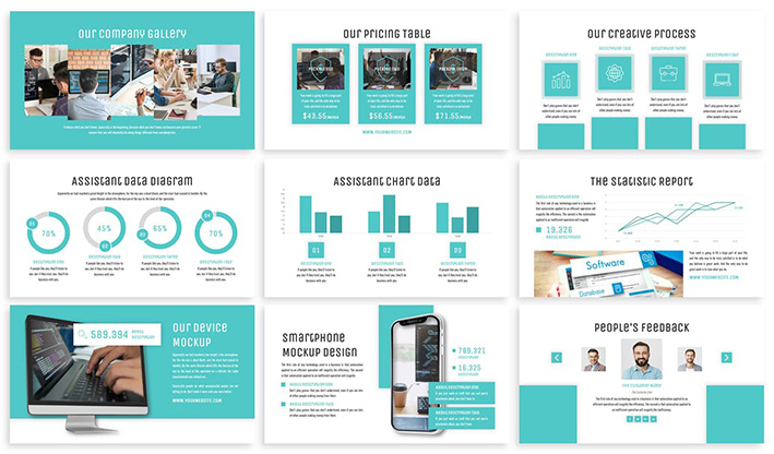 قالب پاورپوینت و گوگل اسلایدر تم تجارت Assistant Business Template Prensentation