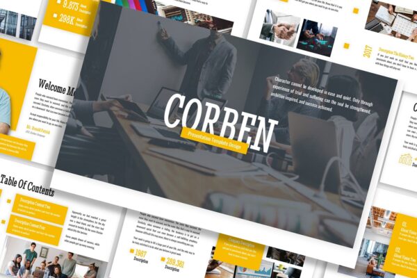 قالب پاورپوینت و گوگل اسلایدر تم تجارت Corben Business Template Prensentation