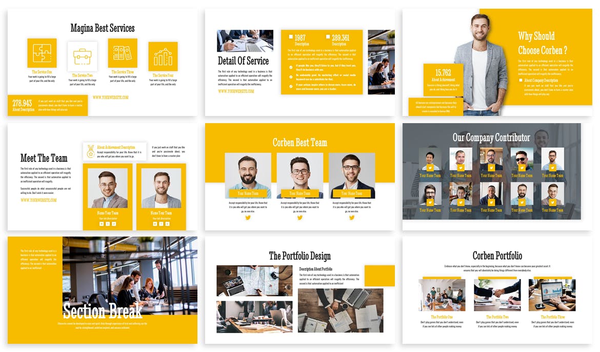 قالب پاورپوینت و گوگل اسلایدر تم تجارت Corben Business Template Prensentation