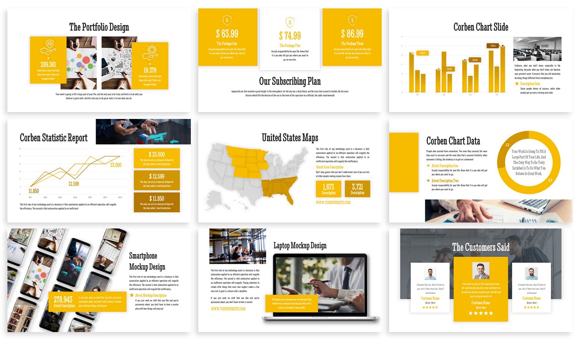 قالب پاورپوینت و گوگل اسلایدر تم تجارت Corben Business Template Prensentation
