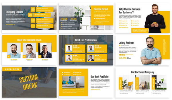 قالب پاورپوینت و گوگل اسلایدر تم تجارت Crimson Business Template Prensentation