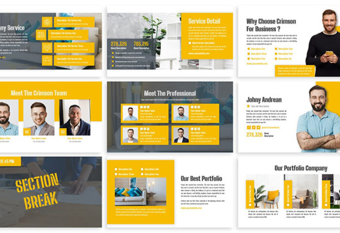 قالب پاورپوینت و گوگل اسلایدر تم تجارت Crimson Business Template Prensentation