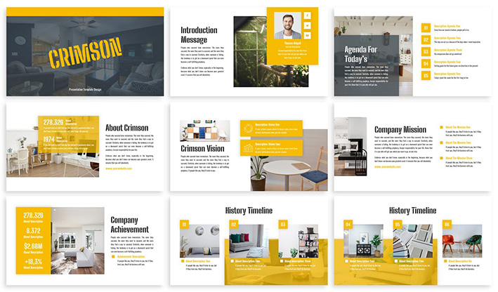 قالب پاورپوینت و گوگل اسلایدر تم تجارت Crimson Business Template Prensentation