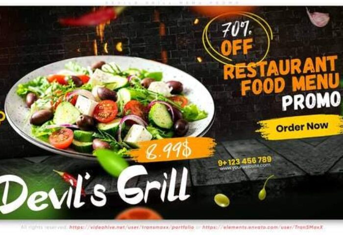 پروژه افتر افکت با موزیک تبلیغات منوی رستوران Devils Grill Menu Promo