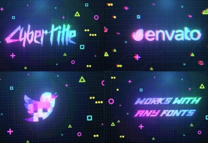 پروژه پریمیر لوگو رزولوشن 4K افکت دیجیتال Cyberpunk Logo And Title