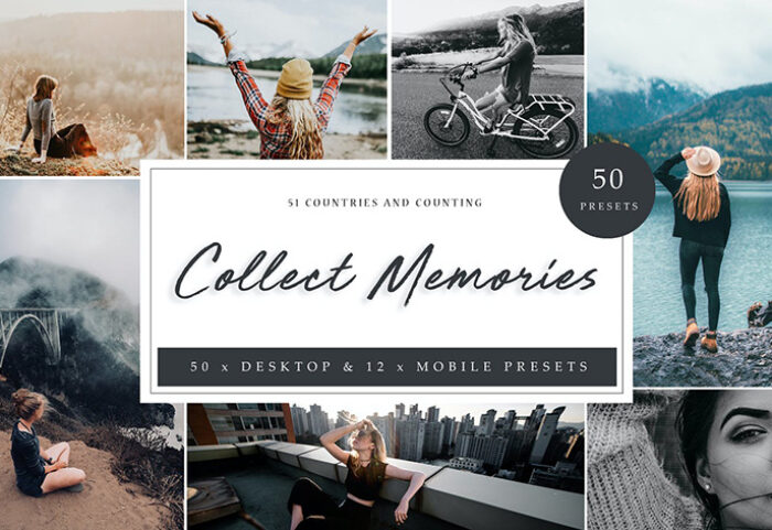105 پریست لایت روم حرفه ای 2021 تم خاطرات Collect Memories Lightroom Presets