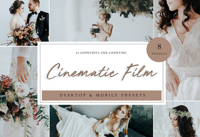 24 پریست لایت روم عروسی تم سینمایی Lightroom Presets Cinematic Film
