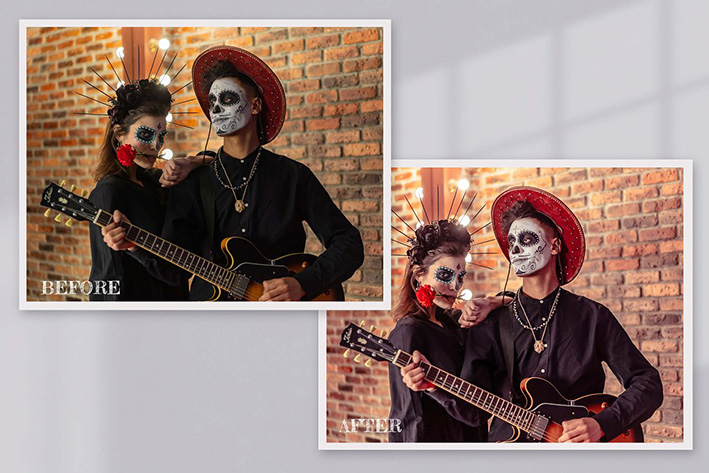 25 پریست لایت روم و اکشن فتوشاپ جشن هالووین Día de Los Muertos Lightroom PS LUTs 25 پریست لایت روم و اکشن فتوشاپ جشن هالووین Día de Los Muertos Lightroom PS LUTs