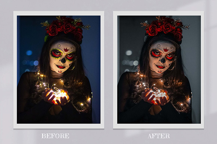 25 پریست لایت روم و اکشن فتوشاپ جشن هالووین Día de Los Muertos Lightroom PS LUTs