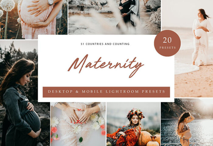 40 پریست لایت روم حرفه ای عکس بارداری Maternity Lightroom Presets