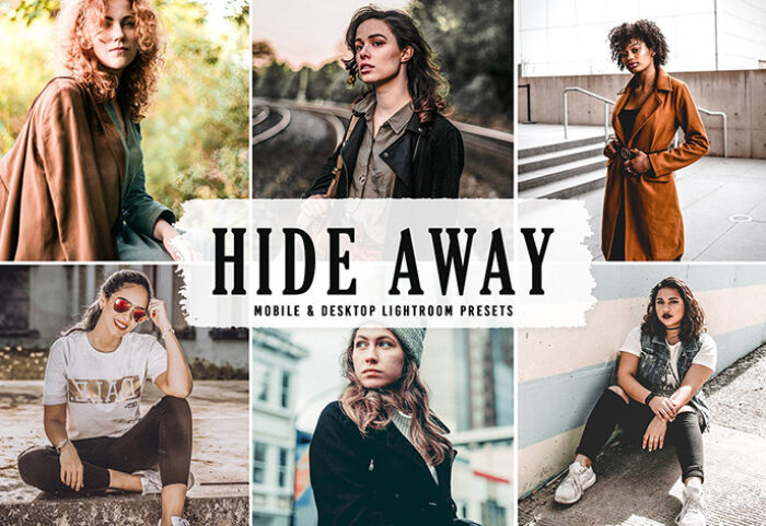 40 پریست لایت روم پرتره و پریست کمرا راو و اکشن فتوشاپ Hide Away Lightroom Presets