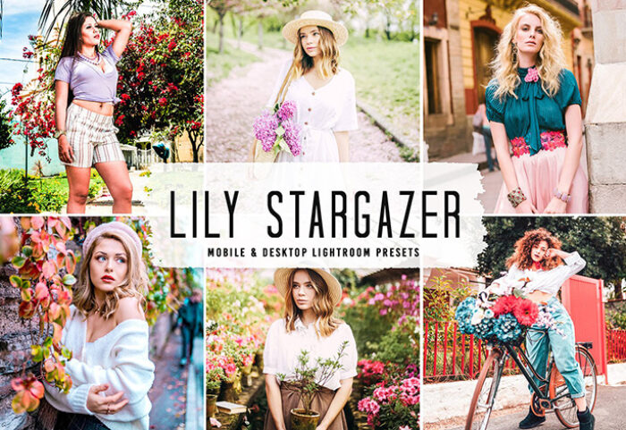 40 پریست لایت روم پرتره و پریست کمرا راو و اکشن فتوشاپ Lily Stargazer Lightroom Presets