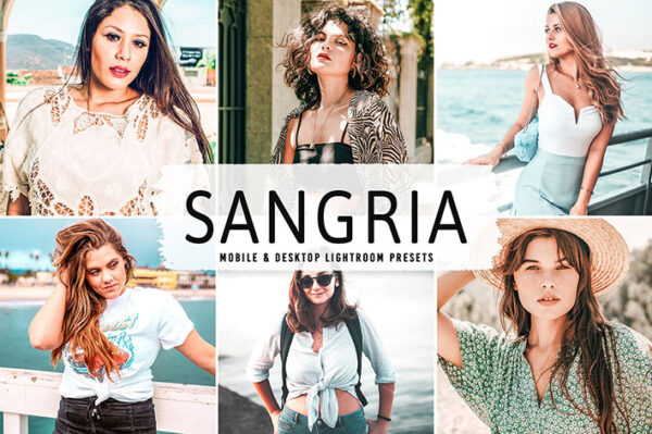 40 پریست لایت روم پرتره و پریست کمرا راو و اکشن فتوشاپ Sangria Pro Lightroom Presets