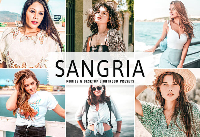 40 پریست لایت روم پرتره و پریست کمرا راو و اکشن فتوشاپ Sangria Pro Lightroom Presets