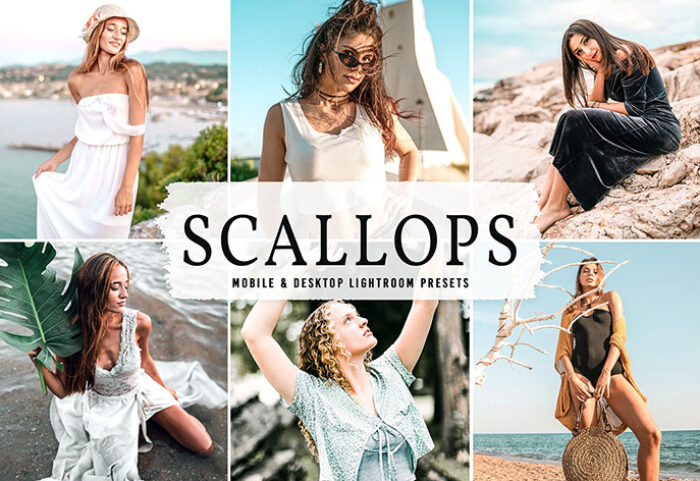 40 پریست لایت روم پرتره و پریست کمرا راو و اکشن فتوشاپ Scallops Pro Lightroom Presets