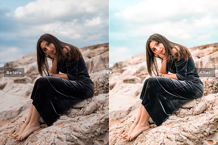 40 پریست لایت روم پرتره و پریست کمرا راو و اکشن فتوشاپ Scallops Pro Lightroom Presets