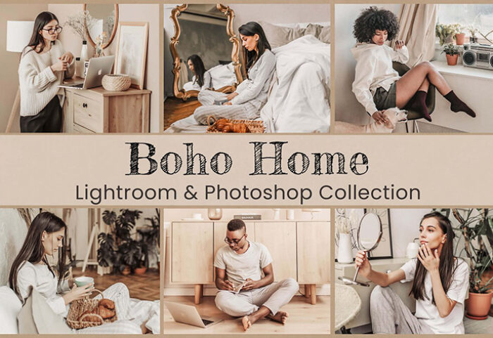 50 پریست لایت روم و پریست کمرا راو و لات رنگی Boho Home Lightroom Photoshop LUTs