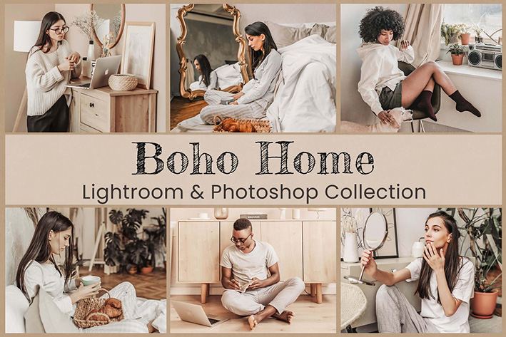 50 پریست لایت روم و پریست کمرا راو و لات رنگی Boho Home Lightroom Photoshop LUTs 50 پریست لایت روم و پریست کمرا راو و لات رنگی Boho Home Lightroom Photoshop LUTs