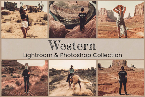 50 پریست لایت روم و پریست کمرا راو و لات رنگی Western Lightroom Photoshop LUTs