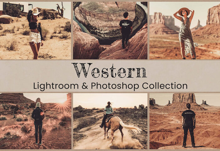 50 پریست لایت روم و پریست کمرا راو و لات رنگی Western Lightroom Photoshop LUTs
