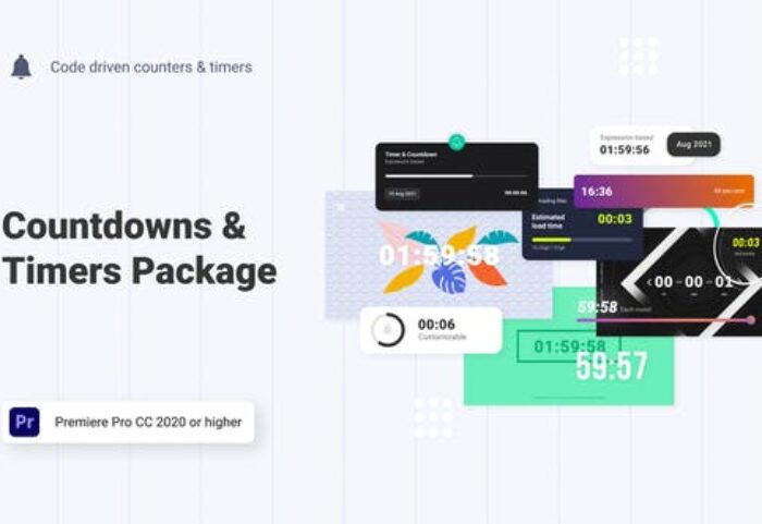 60 پروژه پریمیر شمارش معکوس و تایمر Countdowns Timers Pack MOGRT Premiere Pro