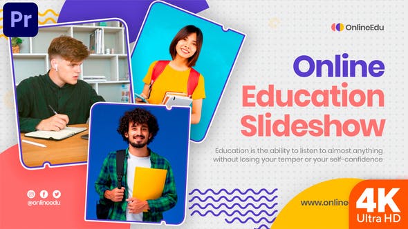 پروژه پریمیر حرفه ای رزولوشن 4K تبلیغات آموزش آنلاین Online Education Slideshow پروژه پریمیر حرفه ای رزولوشن 4K تبلیغات آموزش آنلاین Online Education Slideshow