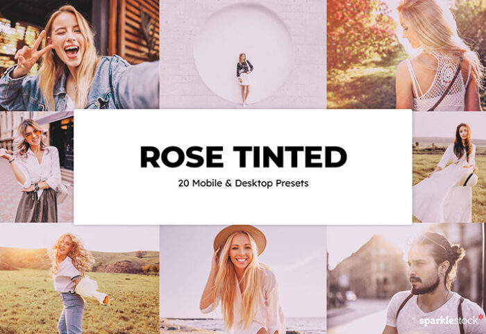 100 پریست لایت روم و پریست کمرا راو فتوشاپ و لات رنگی تم صورتی Rose Tinted Lightroom Presets LUTs