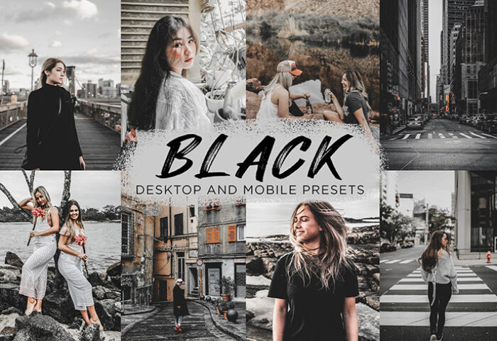 12 پریست لایت روم حرفه ای رنگی تم تیره Black Lightroom Presets