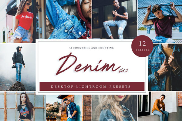 12پریست لایت روم رنگی حرفه ای تم لباس جین Denim Vol. 2 Lightroom Presets