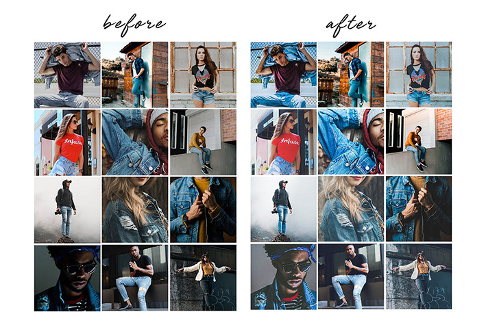 12پریست لایت روم رنگی حرفه ای تم لباس جین Denim Vol. 2 Lightroom Presets 12پریست لایت روم رنگی حرفه ای تم لباس جین Denim Vol. 2 Lightroom Presets