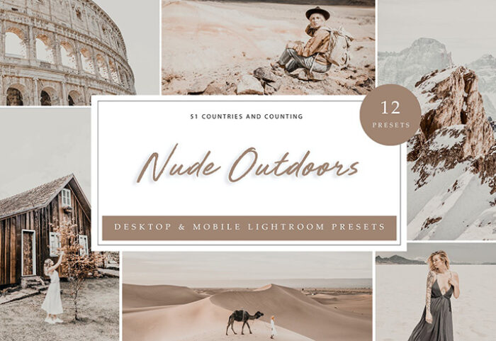 24 پریست لایت روم فضای باز تم کاراملی Nude Outdoors Lightroom Presets