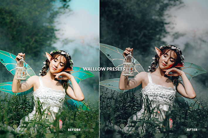 30 پریست لایت روم پرتره تم سبز تیره Dark Moody Green Professional Lightroom Presets