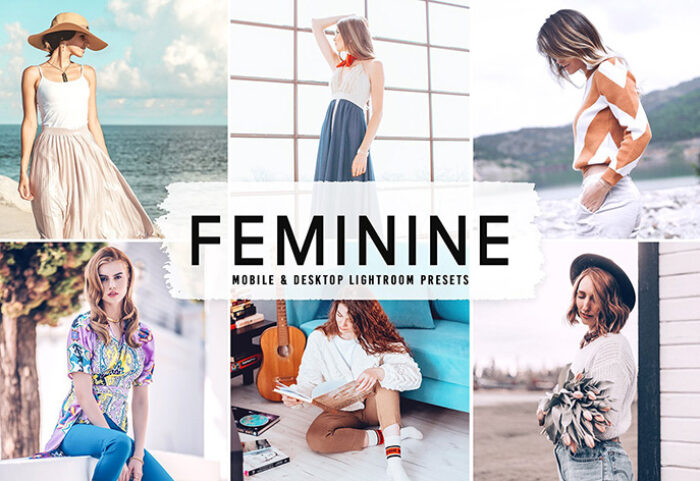 40 پریست لایت روم و پریست کمرا راو و اکشن فتوشاپ Feminine Lightroom Presets